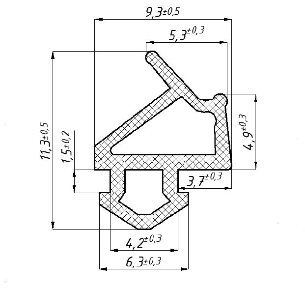 Уплотнитель совместим с профилем VEKA 254.1 (створка) модификацмя 1, чёрный, "ELEMENTIS", ТЭП. Рис. 2