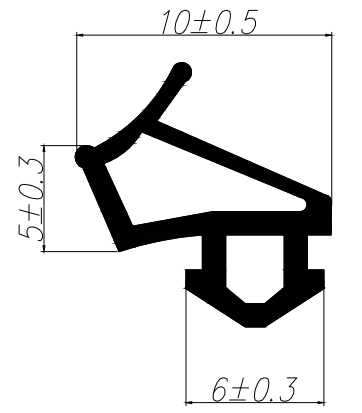 Уплотнитель совместим с профилем VEKA 254 (створка), чёрный, "ELEMENTIS", ТЭП. Рис. 2 Уплотнитель совместим с профилем VEKA 254 (створка), чёрный, "ELEMENTIS", ТЭП. Рис. 2