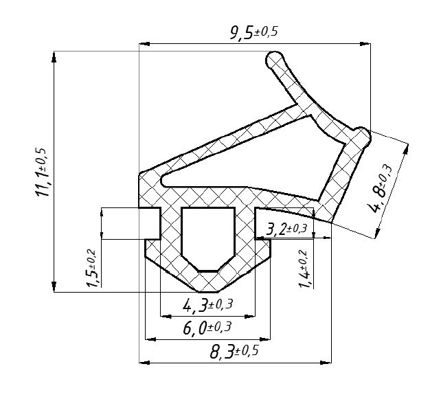 Уплотнитель совместим с профилем VEKA 254 (створка), чёрный, "ELEMENTIS", ТЭП. Рис. 3