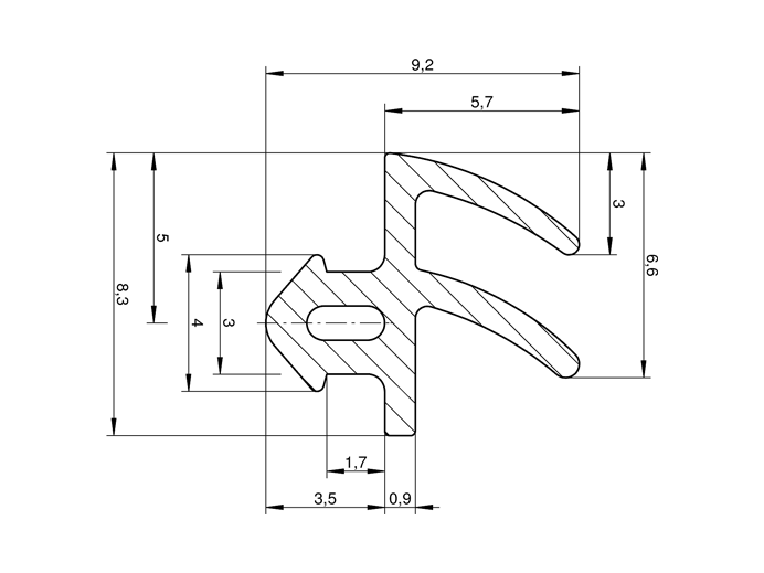 Уплотнитель совместим с профилем Rehau, Montblanc (створка, рама) черный. Рис. 3