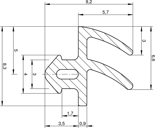 Уплотнитель совместим с профилем Rehau, Montblanc, (створка, рама), серый. Рис. 2