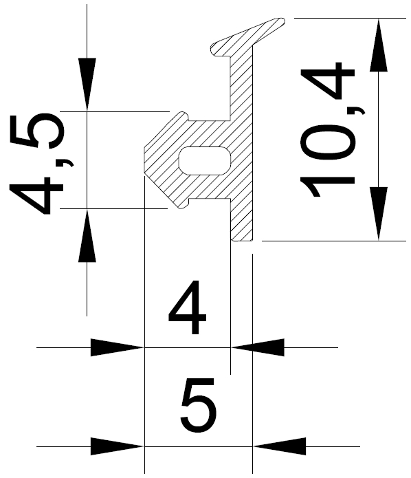 Уплотнитель контурный ELEMENTIS для алюминиевого профиля , ТЭП, черный. Рис. 1