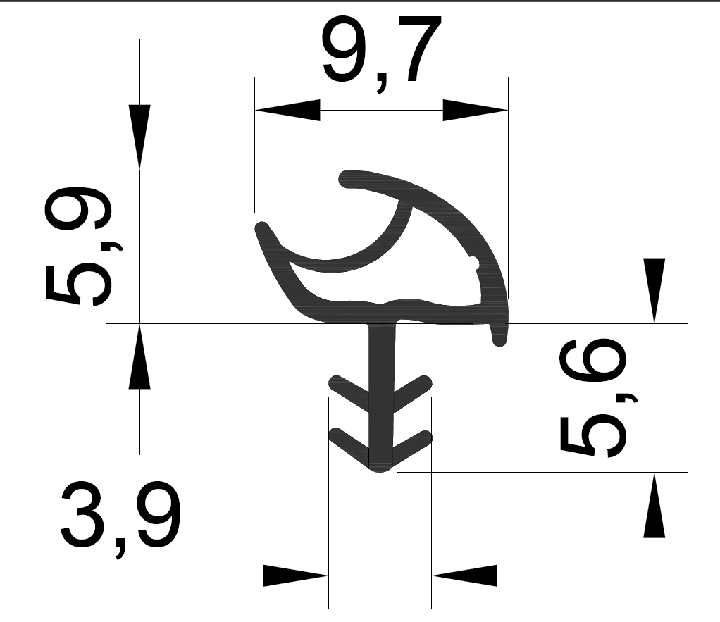 Уплотнитель контурный для межкомнатных дверей DEVENTER, ТЭП, белый RAL 9016. Рис. 2