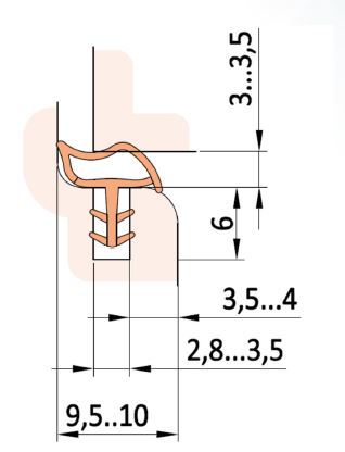 Уплотнитель контурный для межкомнатных дверей DEVENTER, ТЭП, бежевый. Рис. 2