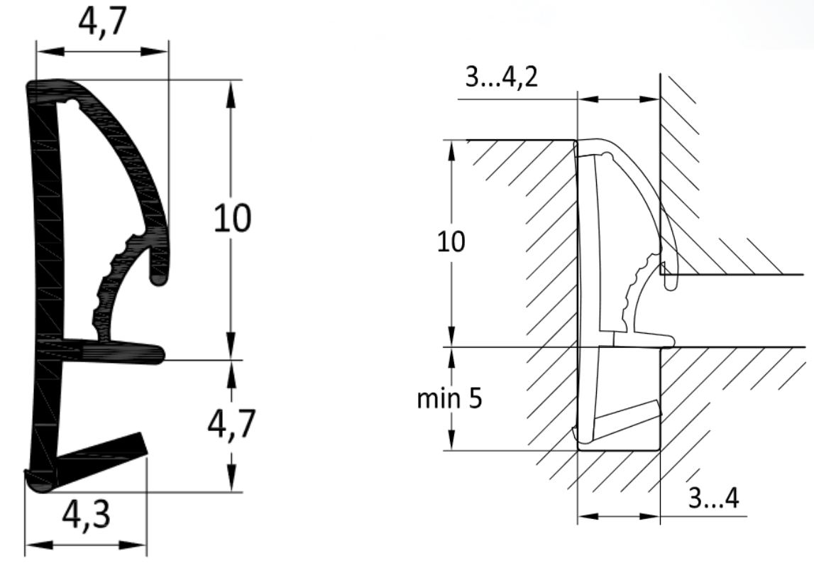 Уплотнитель контурный для межкомнатных дверей DEVENTER, ТЭП, бежевый RAL 1001. Рис. 2 Уплотнитель контурный для межкомнатных дверей DEVENTER, ТЭП, бежевый RAL 1001. Рис. 2