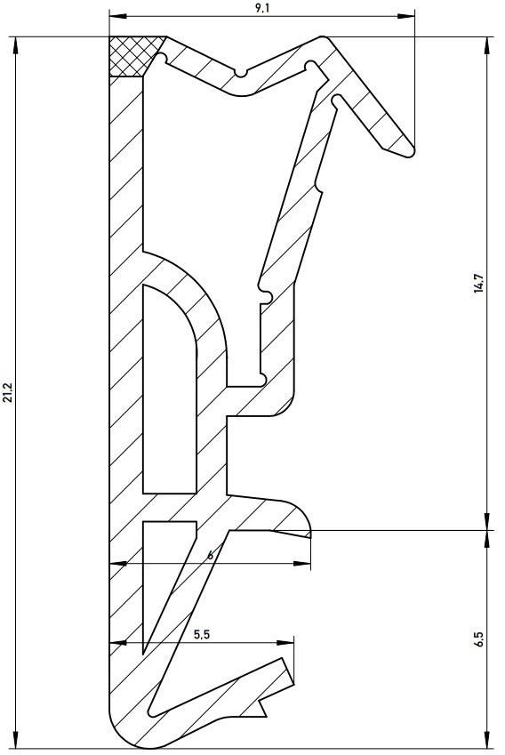 Уплотнитель контурный для межкомнатных дверей DEVENTER, ТЭП, черный RAL 9004. Рис. 1 Уплотнитель контурный для межкомнатных дверей DEVENTER, ТЭП, черный RAL 9004. Рис. 1