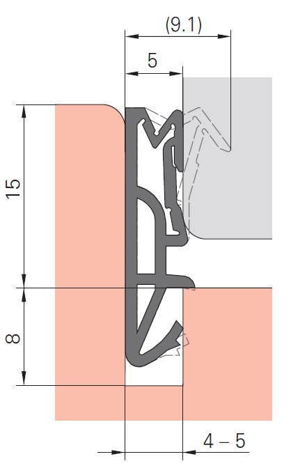 Уплотнитель контурный для межкомнатных дверей DEVENTER, ТЭП, киби. Рис. 1