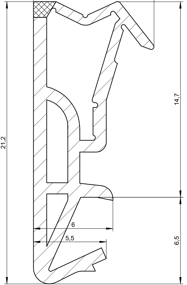 Уплотнитель контурный для межкомнатных дверей DEVENTER, ТЭП, киби. Рис. 2