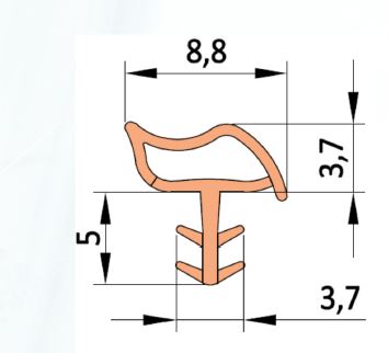 Уплотнитель контурный для межкомнатных дверей DEVENTER, ТЭП, кремовый. Рис. 3