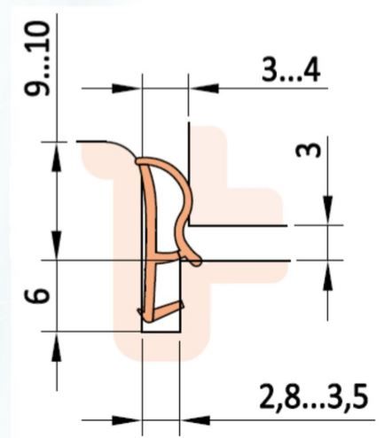 Уплотнитель контурный для межкомнатных дверей DEVENTER, ТЭП, темно-коричневый RAL 8014. Рис. 3