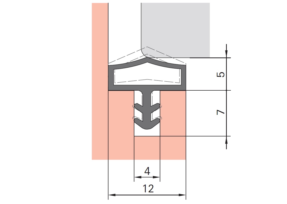Уплотнитель контурный для межкомнатных дверей DEVENTER, ТПЕ, белый. Рис. 3