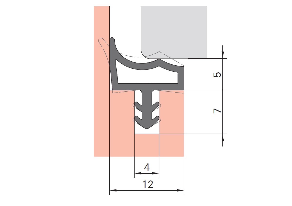 Уплотнитель контурный для межкомнатных дверей DEVENTER, ТПЕ, черный. Рис. 3 Уплотнитель контурный для межкомнатных дверей DEVENTER, ТПЕ, черный. Рис. 3