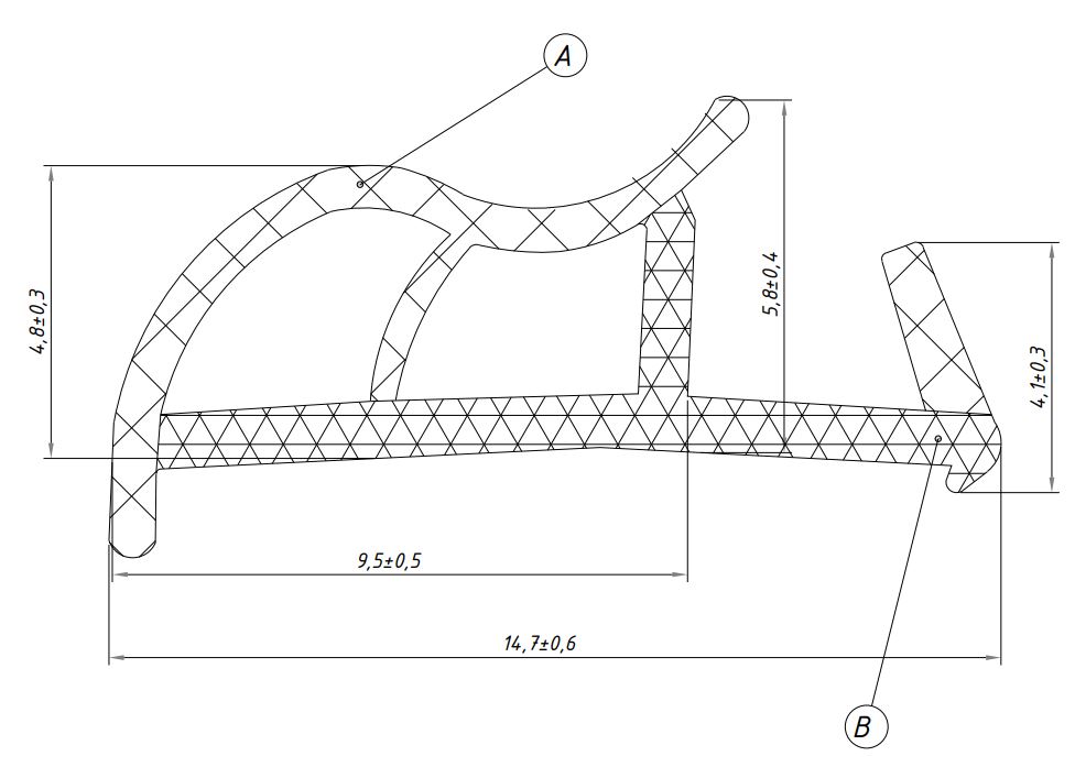 Уплотнитель контурный для межкомнатных дверей ELEMENTIS, ТЭП, белый,зеркальный, аналог ELM01792W. Рис. 2