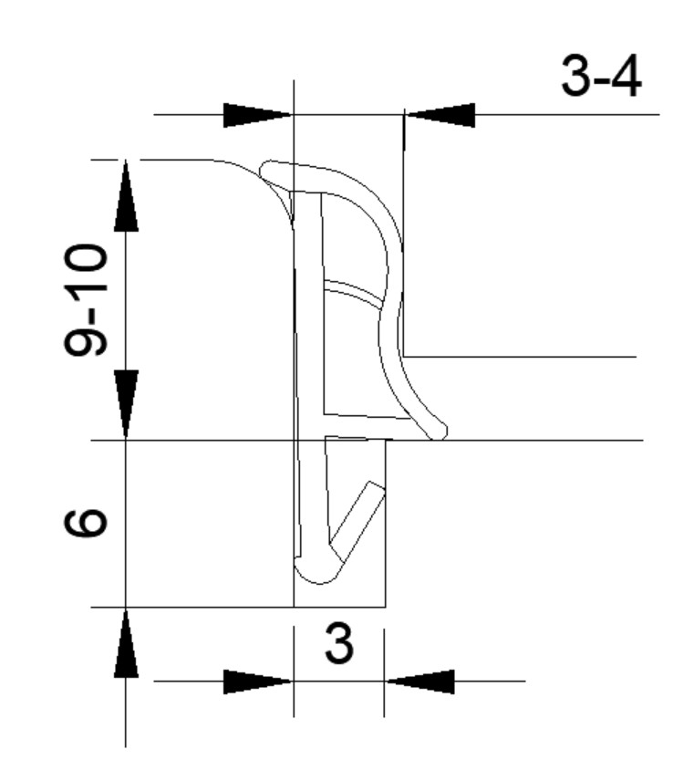 Уплотнитель контурный для межкомнатных дверей ELEMENTIS, ТЭП, белый,зеркальный, аналог ELM01792W. Рис. 3