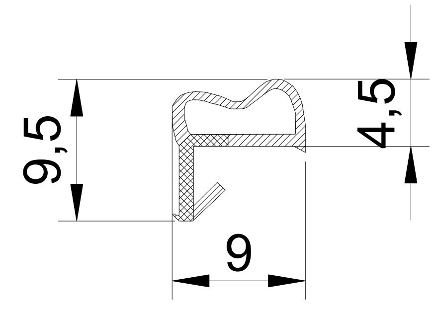 Уплотнитель контурный для межкомнатных дверей ELEMENTIS, ТЭП, светло-серый. Рис. 2