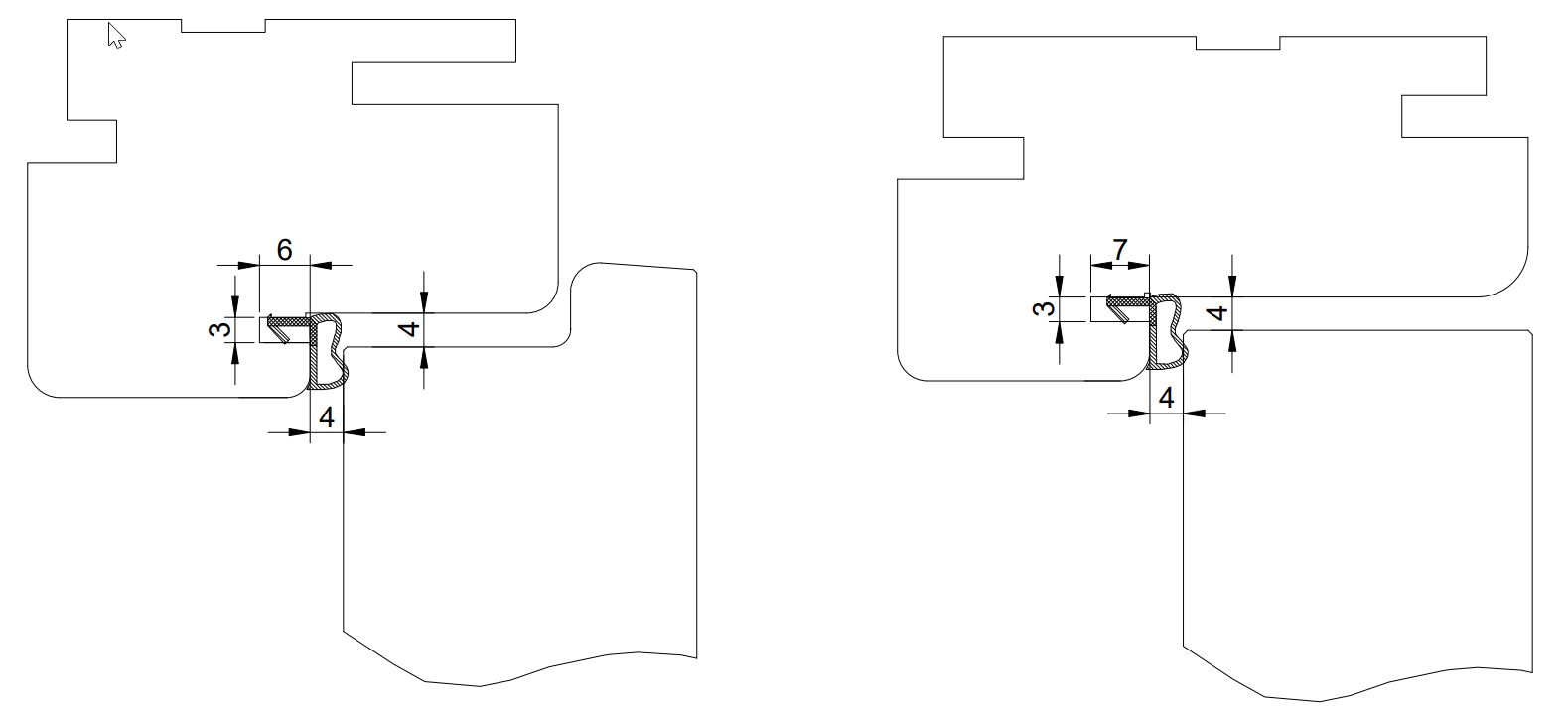 Уплотнитель контурный для межкомнатных дверей ELEMENTIS, ТЭП, светло-серый. Рис. 3
