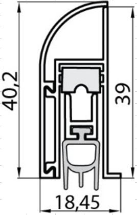 Автоматический дверной умный порог, длина 1020 мм, накладной  18,45x40,2 мм. Рис. 2