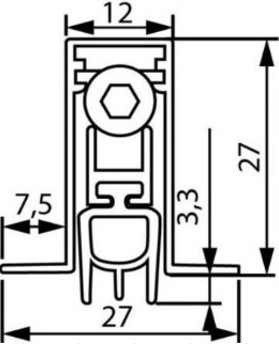 Автоматический дверной умный порог, длина 1420 мм, в паз 12x27х7,5 мм. Рис. 3