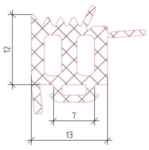 Уплотнитель ригеля, внутренний ALUMARK, 16мм, 80м, EPDM черный. Рис. 1