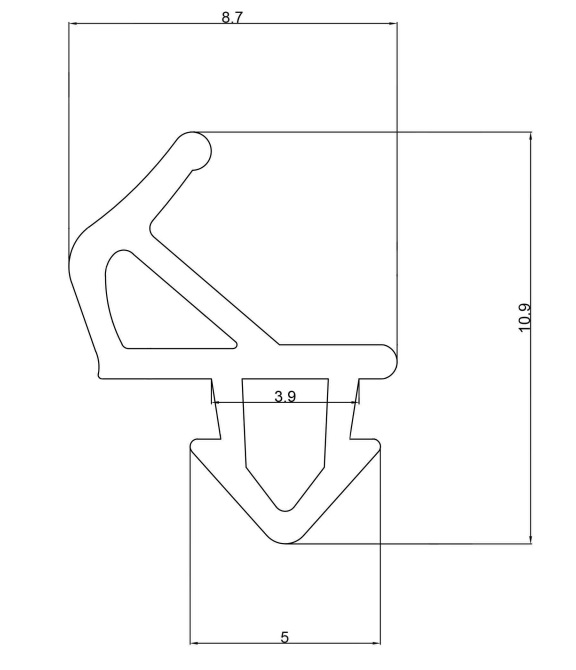 Уплотнитель совместим с профилем REHAU (101) (рама, створка), чёрный, ТЭП. Рис. 1 Уплотнитель совместим с профилем REHAU (101) (рама, створка), чёрный, ТЭП. Рис. 1