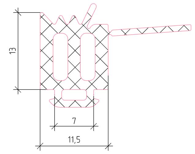 Уплотнитель стойки внутренний ALUMARK 12мм EPDM 50м черный. Рис. 1 Уплотнитель стойки внутренний ALUMARK 12мм EPDM 50м черный. Рис. 1