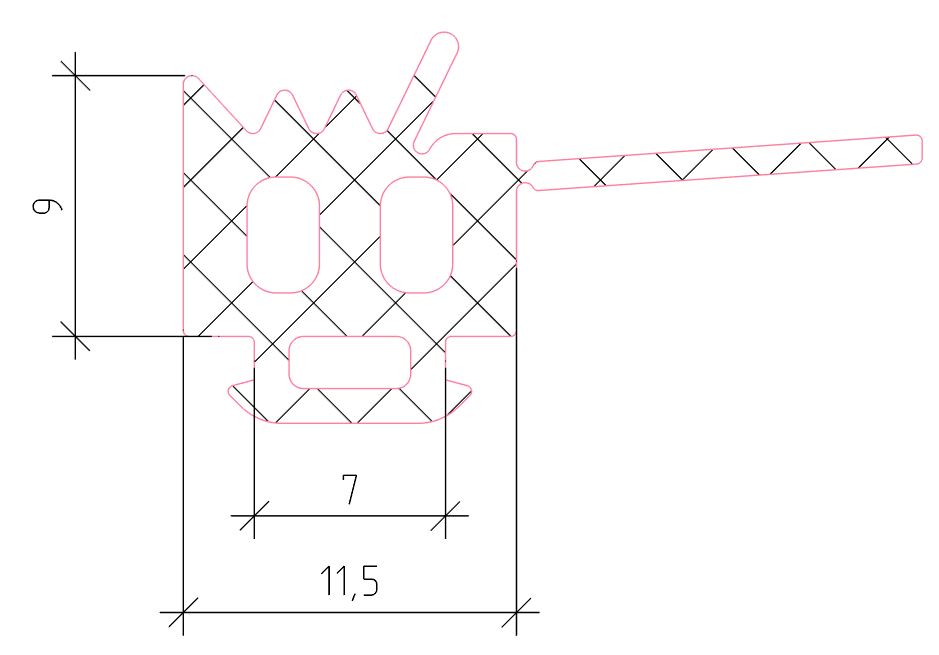 Уплотнитель стойки внутренний ALUMARK 8мм EPDM 75м черный. Рис. 1 Уплотнитель стойки внутренний ALUMARK 8мм EPDM 75м черный. Рис. 1