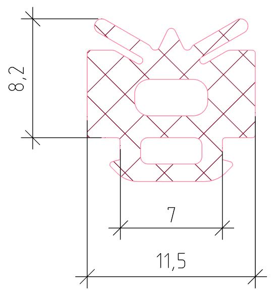 Уплотнитель внутренний ALUMARK 7мм EPDM 225м черный. Рис. 1