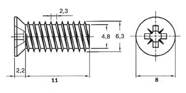 VE04 Евровинт с потайной головкой 6.3х11мм, оцинкованный. Рис. 2