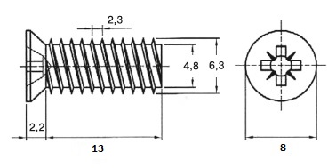 VE05 Евровинт с потайной головкой 6.3х13мм, оцинкованный. Рис. 2