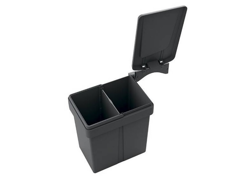 Ведро для мусора 20 литров c делителем и крышкой, H=369mm, пластик серый FIRMAX. Рис. 1