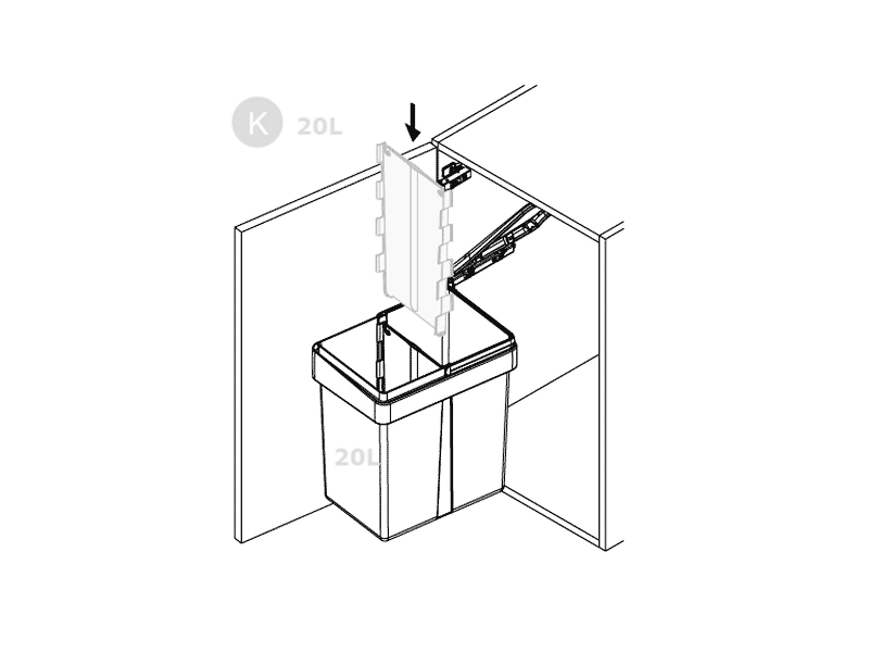 Ведро для мусора 20 литров c делителем и крышкой, H=369mm, пластик серый FIRMAX. Рис. 3