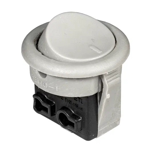 Выключатель врезной кнопочный, серый, D-23мм, 6А