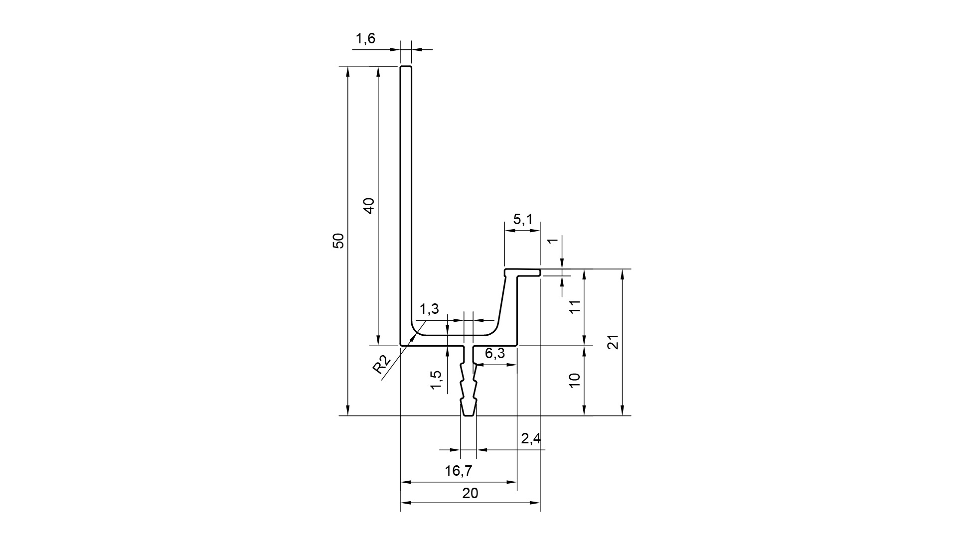 Высокая профиль-ручка под пропил, L=4000мм, черный. Рис. 3 Высокая профиль-ручка под пропил, L=4000мм, черный. Рис. 3