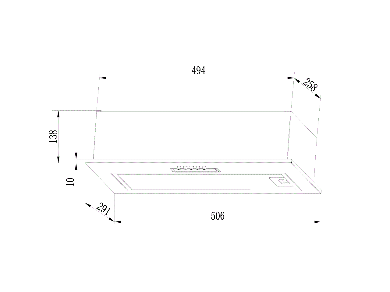 Вытяжка встраиваемая GS BLOC LIGHT 600 INOX, ширина 506 мм, нержавейка. Рис. 2