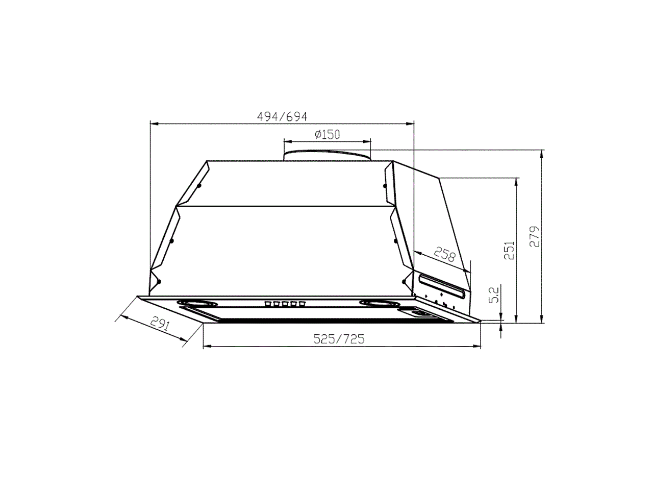 Вытяжка встраиваемая GS BLOC P 900 INOX, ширина 725 мм, нержавейка. Рис. 2 Вытяжка встраиваемая GS BLOC P 900 INOX, ширина 725 мм, нержавейка. Рис. 2