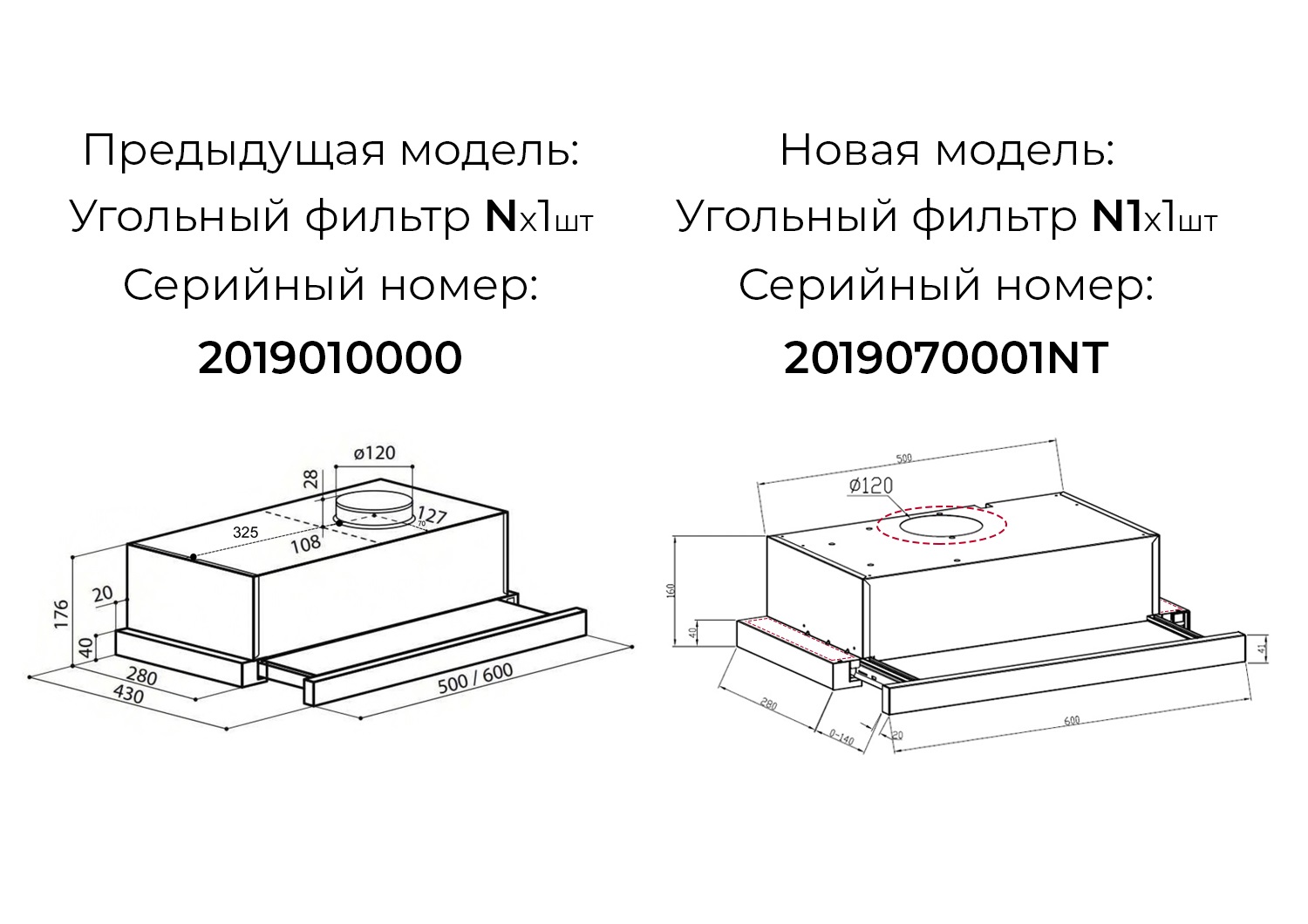 Вытяжка встраиваемая HUBBLE 500 WHITE, ширина 500 мм, белый. Рис. 3
