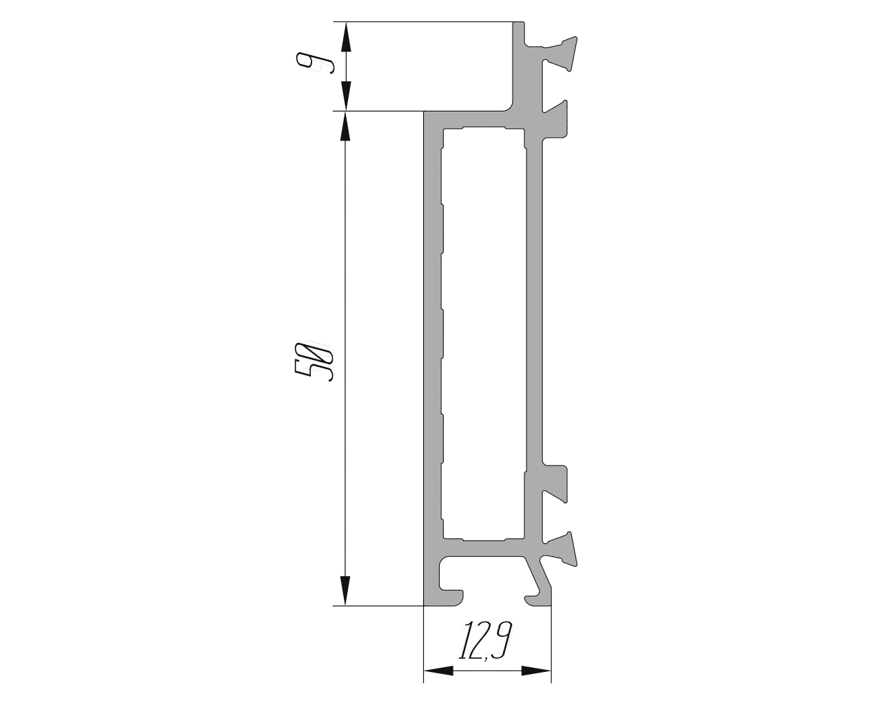 Внешняя чаша профиля 270181 6.5 м неокрашенный. Рис. 1