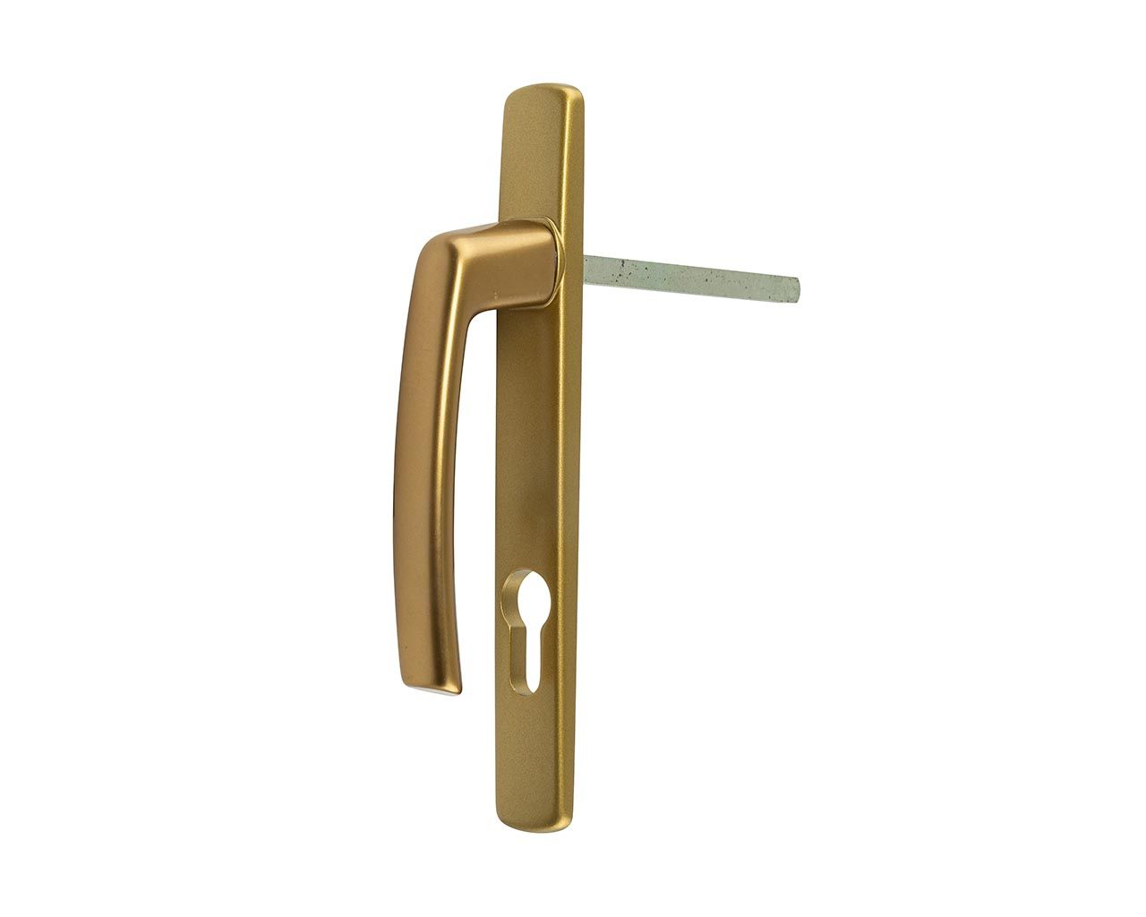 Внешняя часть нажимного гарнитура Harmony ручка высокая винт ниже ручки на 21мм уп.кол. 10 PZ E=92 Толщ. проф. до 90 Цвет: бронза. Рис. 1