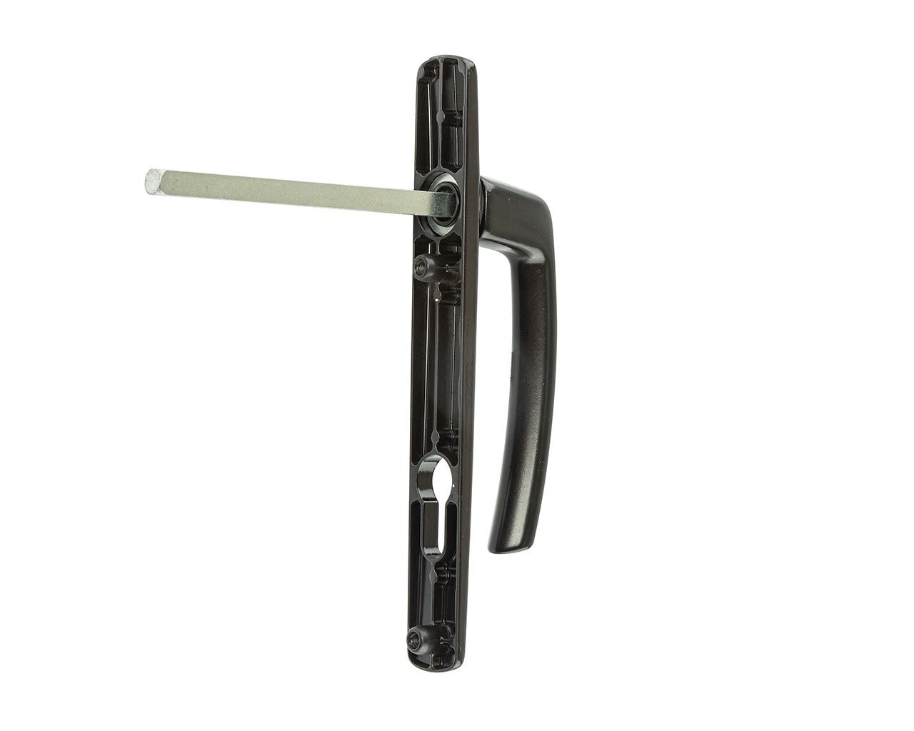 Внешняя часть нажимного гарнитура Harmony ручка высокая винт ниже ручки на 21мм уп.кол. 10 PZ E=92 Толщ. проф. до 90 Цвет: темно-коричневый RAL 8022. Рис. 2