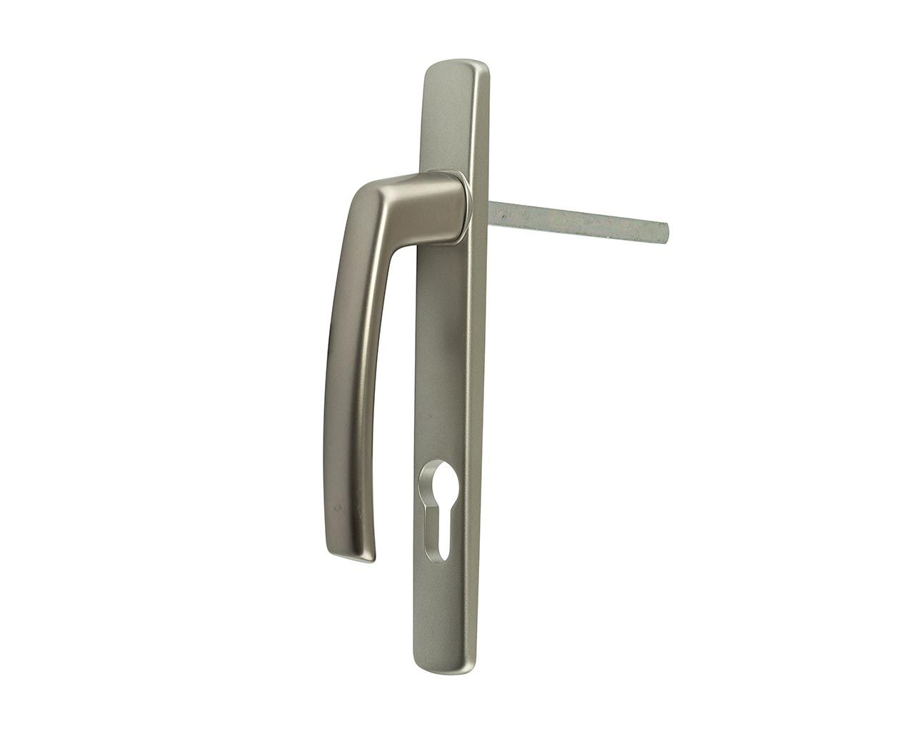 Внешняя часть нажимного гарнитура Harmony ручка высокая винт ниже ручки на 21мм уп.кол. 10 PZ E=92 Толщ. проф. до 90 Цвет: титан. Рис. 1