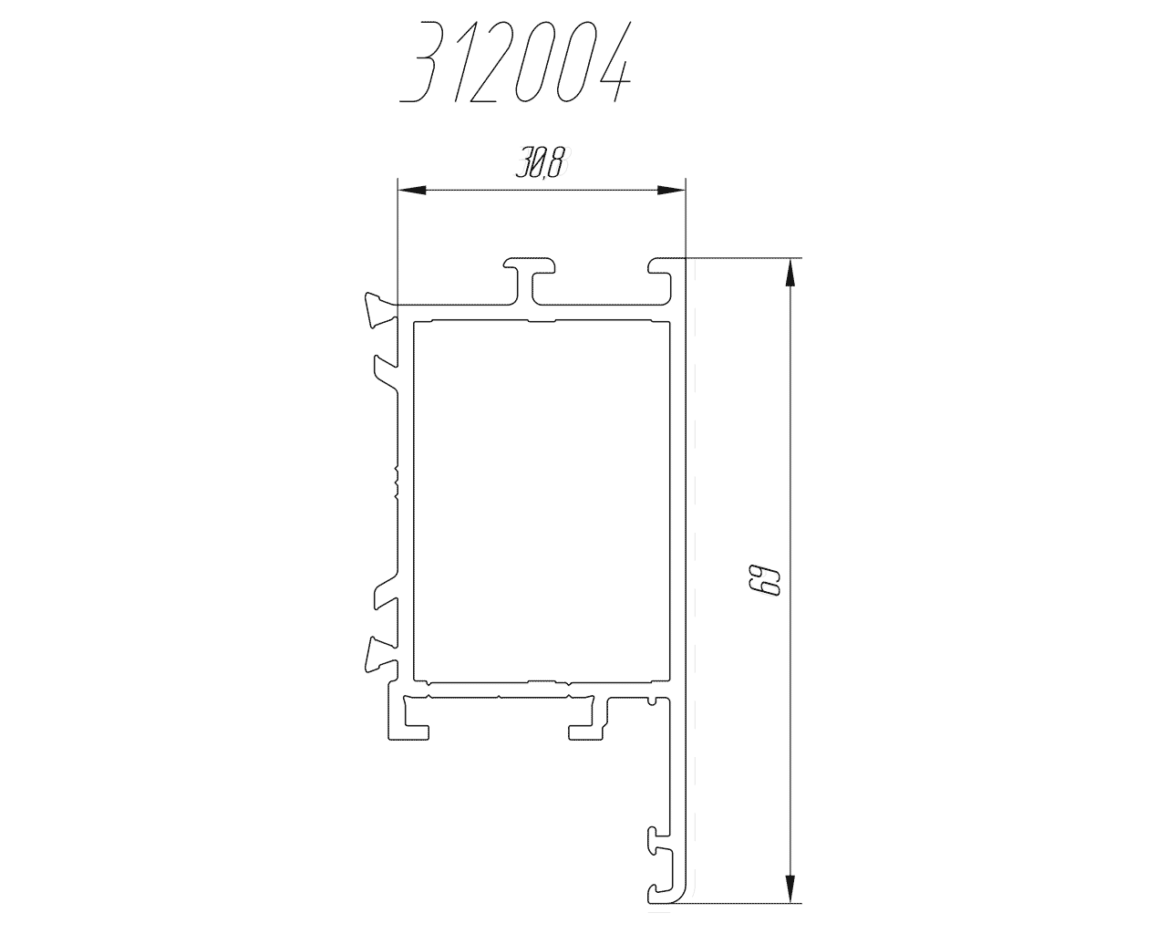 Внутренняя чаша профиля 270204 6м неокрашенный. Рис. 1