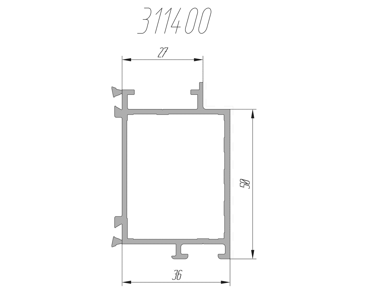 Внутренняя чаша профиля 270284 6.0 м неокрашенный. Рис. 1 Внутренняя чаша профиля 270284 6.0 м неокрашенный. Рис. 1