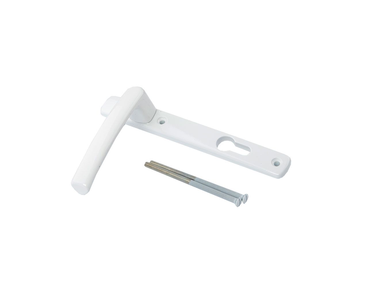 Внутренняя часть нажимного гарнитура Harmony ручка высокая винт ниже ручки на 21 мм Е=92 мм, толщ. проф до 90 мм цвет: белый RAL9016. Рис. 1