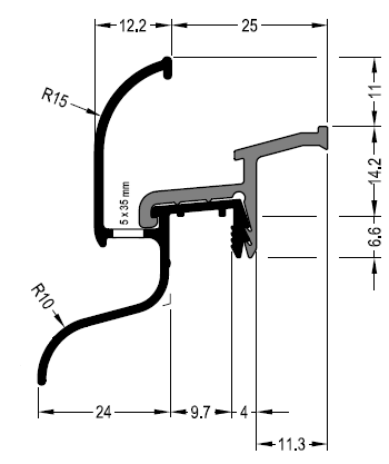 Профиль водоотводный АЛЮСТАРТ, с термовставкой, алюминий, бронза. Рис. 2