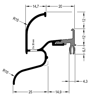 Профиль водоотводный АЛЮСТАРТ, с термовставкой, алюминий, темная бронза. Рис. 2