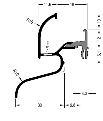 Профиль водоотводный АЛЮСТАРТ, с термовставкой, алюминий, темная бронза. Рис. 2