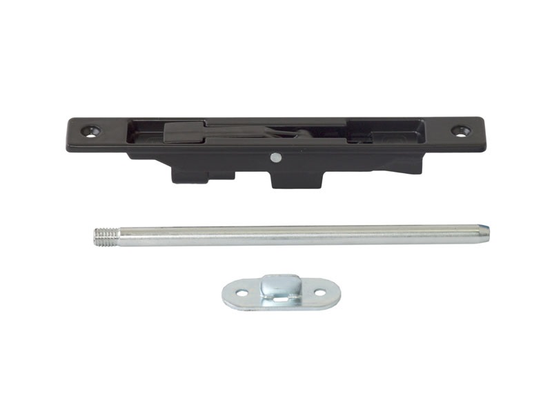 Комплект: шпингалет ELEMENTIS дверной врезной, ответная планка, саморезы, черный. Рис. 3