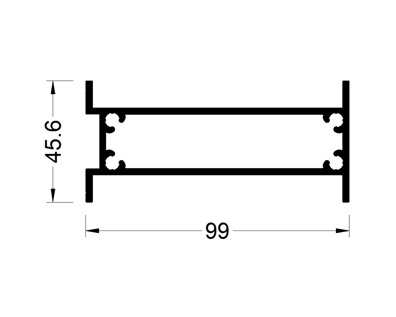 Вставной профиль 45,4х100 мм 3м неокрашенный. Рис. 2