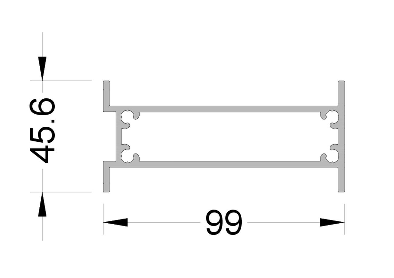 Вставной профиль 45,4х100 мм 6.8м неокрашенный. Рис. 1