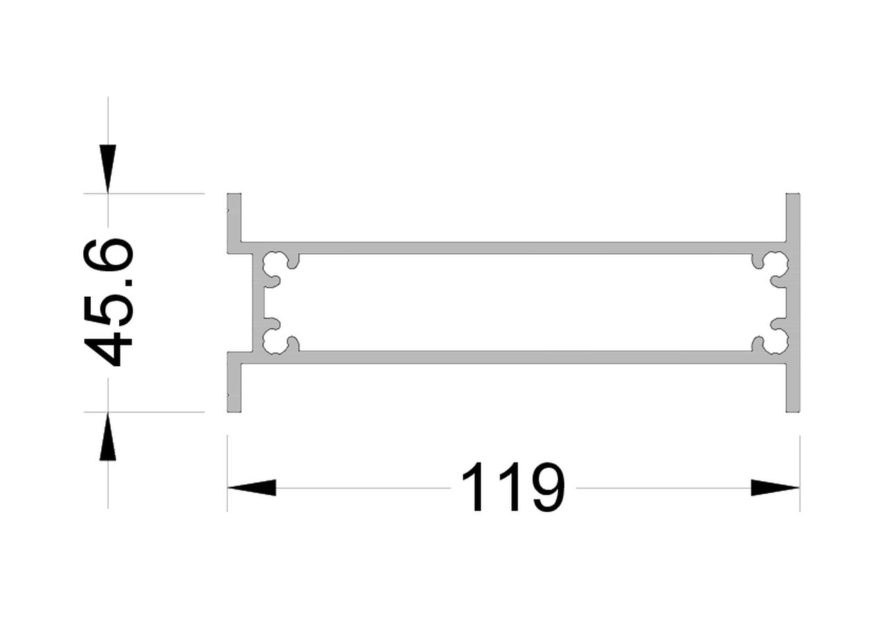 Вставной профиль 45,4х120 мм 3м неокрашенный. Рис. 1